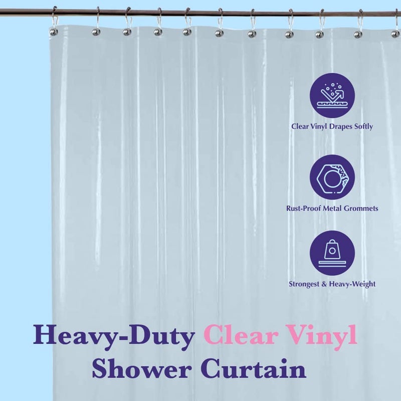 Epica Shower Curtain â€“ Strongest Heavy-Duty Clear Vinyl 72x72 Shower Curtain Liner â€“ Stain & Soap Scum Resistant with Rust-Proof Metal Grommets (Frosted) - Image 2